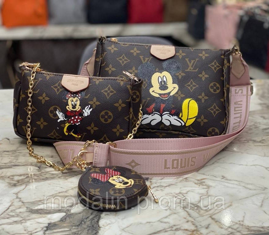 

Модная женская сумка Louis Vuitton Микки маус 3 в 1 Луи витон