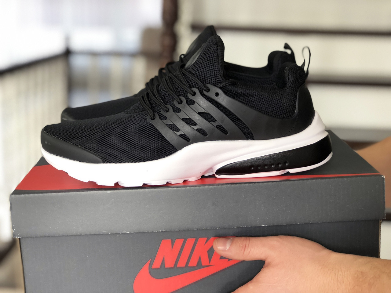 

Кроссовки Nike air presto черно белые найк лучшие больших/маленьких размеров 46, Синий
