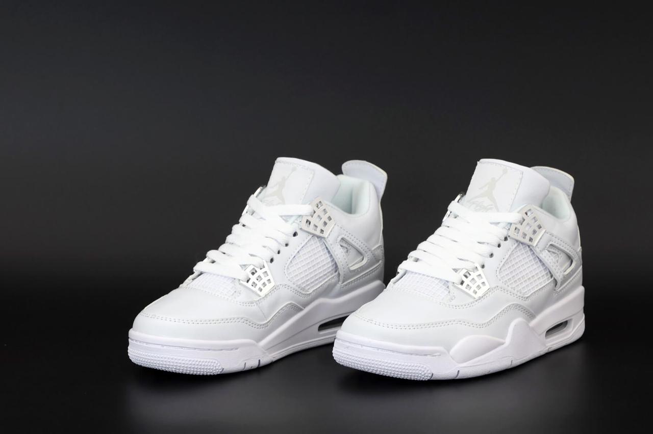 

Баскетбольные кроссовки белого цвета Nike Air Jordan Retro 4 (Найк Аир Джордан Ретро 4 мужские и женские 36-45, Белый