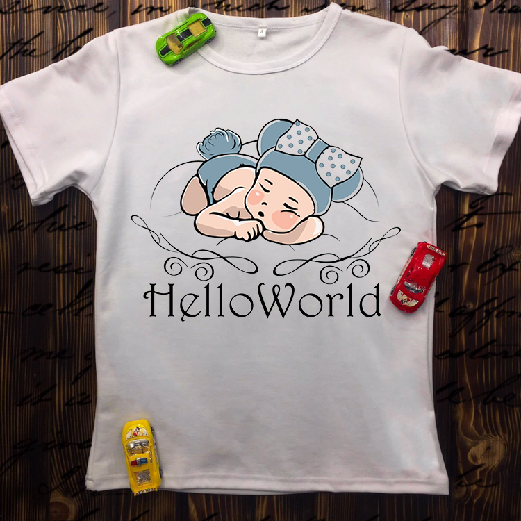 

Детская футболка с принтом -Hello World 116, Белый