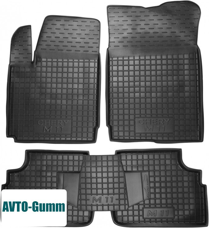 

Коврики в салон для Chery M11 '08-13 резиновые, черные (AVTO-Gumm), Черный