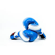 Боксерські рукавиці PowerPlay 3023 Синьо-Білі [натуральна шкіра] 10 унцій, фото 2