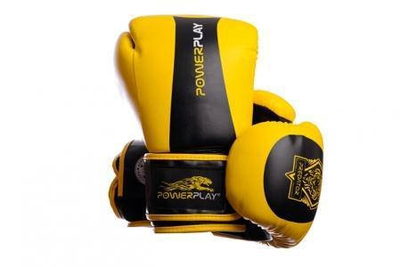 Боксерські рукавиці PowerPlay 3003 Жовто-Чорні 12 унцій, фото 2
