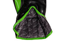 Боксерские перчатки PowerPlay 3018 черно-зеленые 12 унций, фото 3