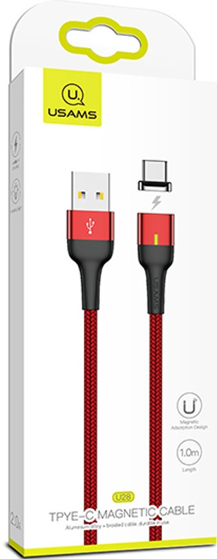 

Дата кабель USAMS US-SJ327 U28 Magnetic USB to Type-C (1m) (3A, Красный