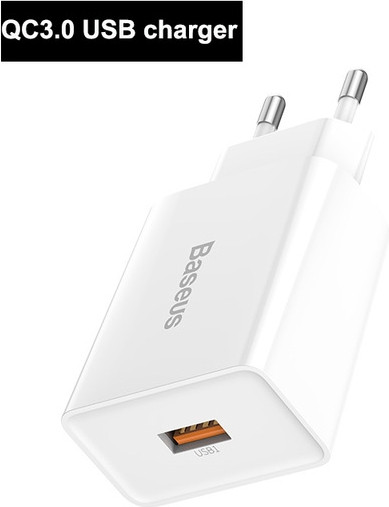 

Зарядное Baseus Quick charger USB 18W EU white, Белый