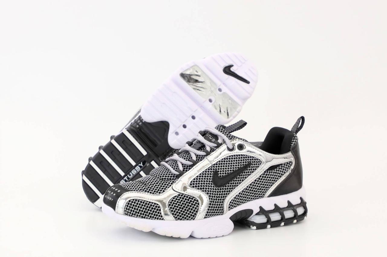 

Мужские кроссовки Nike Air Zoom Spiridon 2 Caged Stussy Black Silver (Кроссовки Найк Стусси черно-серебристые) 43, Серебристый