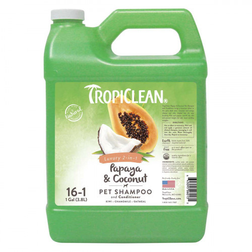 

Шампунь TropiClean Papaya and Coconut 1:16 для собак и кошек 3,8 л