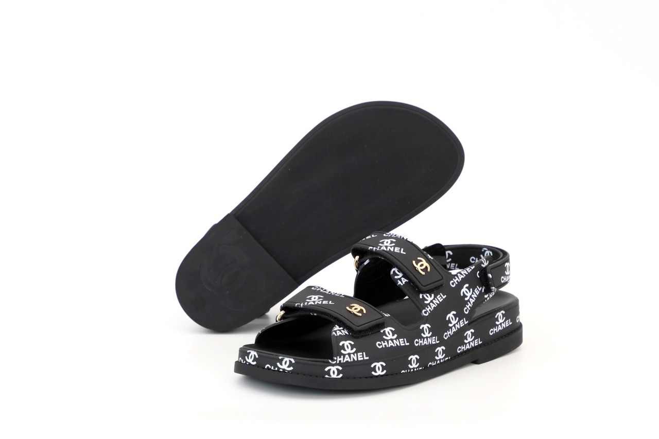 

Сандалии женские Chanel Dad Sandals черные с белым, натуральная кожа, прошиты. Код KD-12494 41