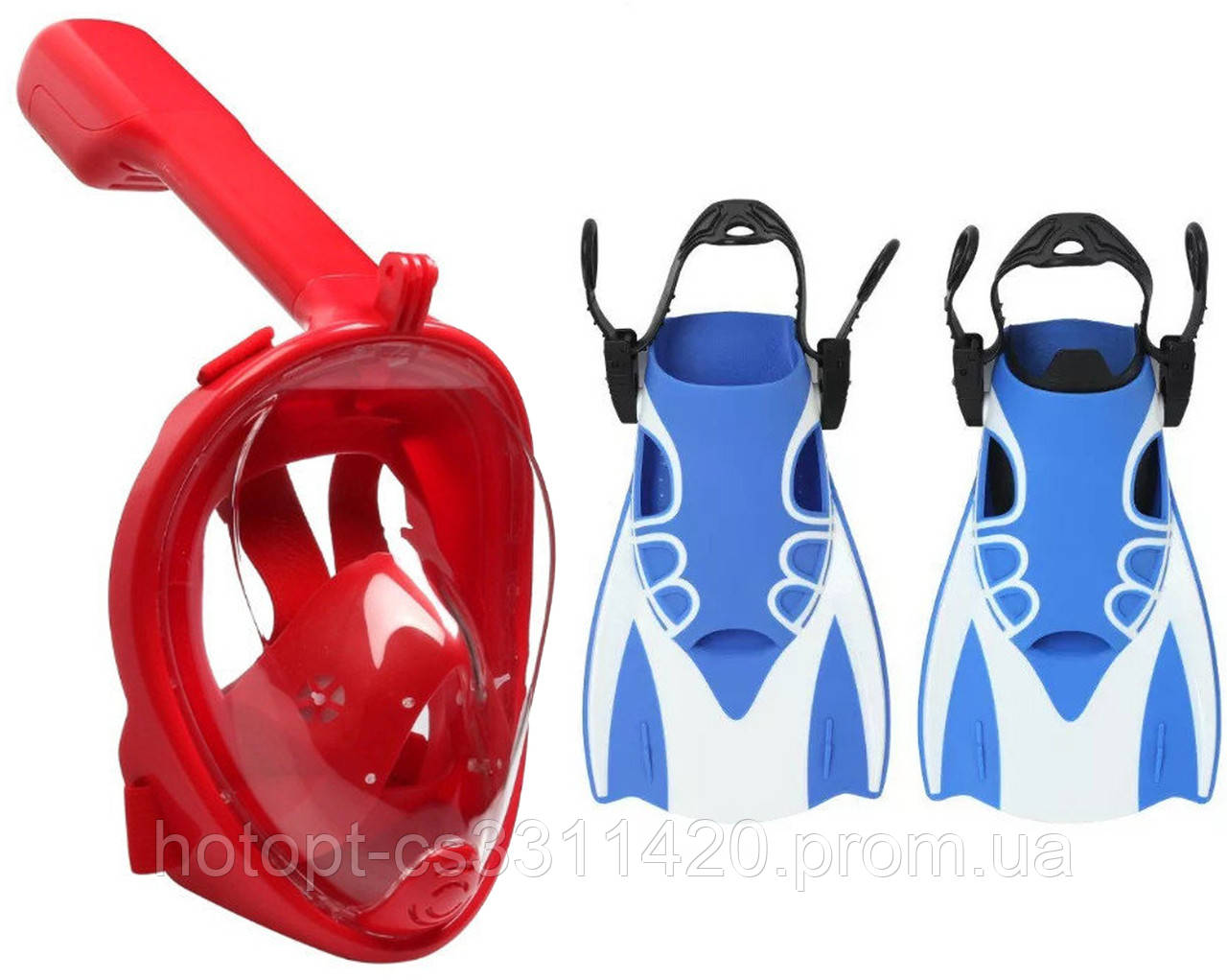

Набор для плавания 2 в 1 (полнолицевая панорамная маска FREE BREATH M2068G + короткие спортивные ласты)