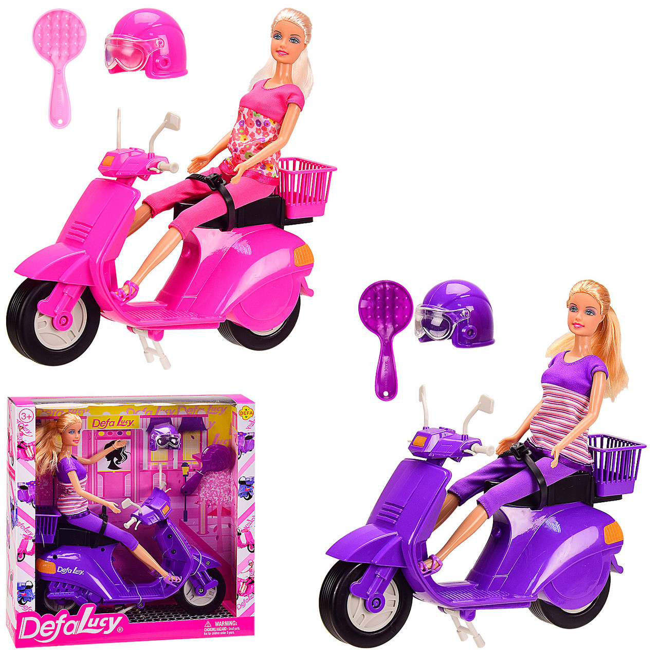 

Кукла "Defa Lucy" 2 цвета скутер,аксессуары,в кор, 24*15*5см /24-2/