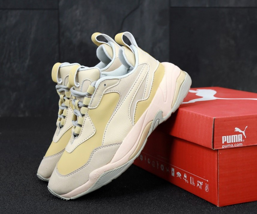 

Кроссовки женские бежевые светлые стильные красивые Puma Thunder, Бежевый