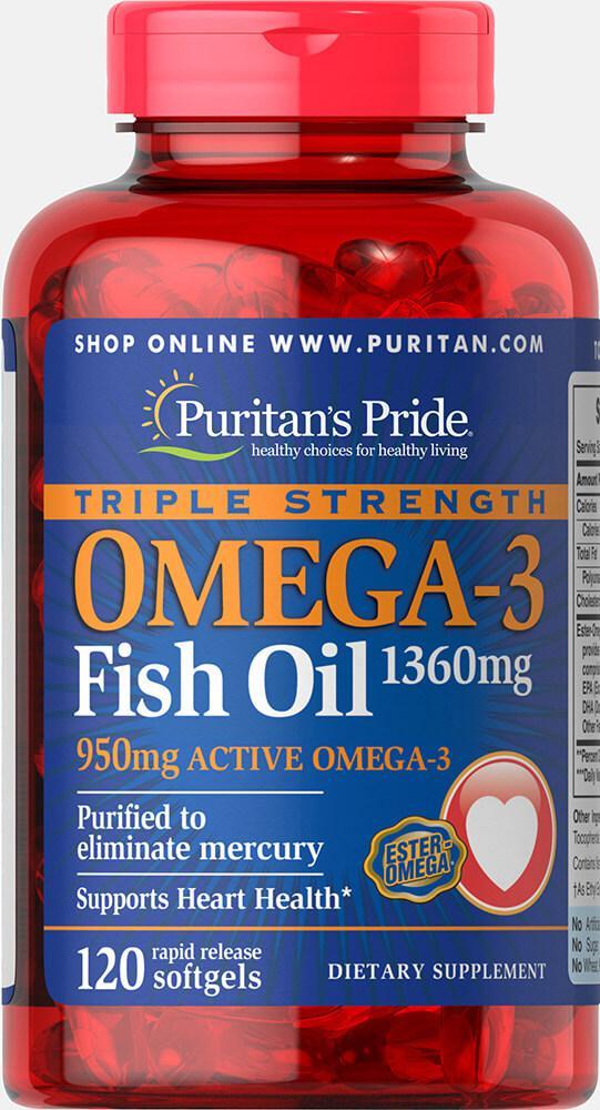 

Комплекс незаменимых жирных кислот Puritan's Pride Omega 3 Triple Strength 1360 мг (120 капс) Скидка! (226313)