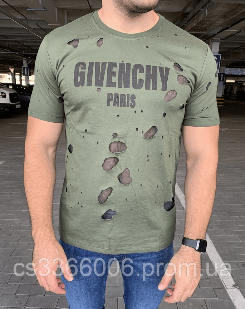 

Футболка Givenchy Paris Destroyed Oversized Navy Green