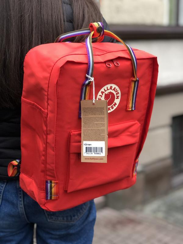

Стильный рюкзак Fjallraven Kanken красный/ Канкен портфель для школы и на каждый день