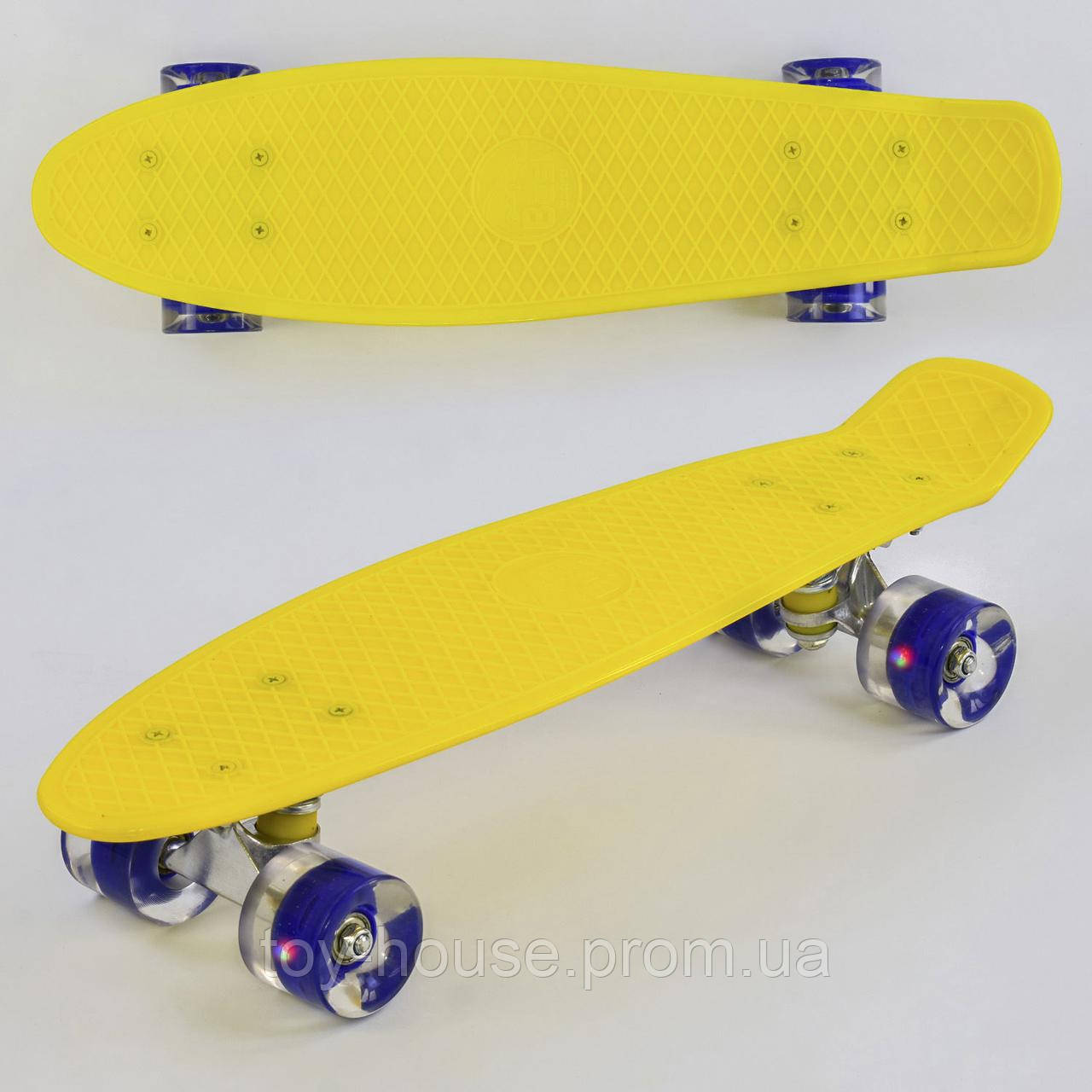 

Скейт (пенни борд) Penny board со светящимися колесами ЖЕЛТЫЙ арт. 1010