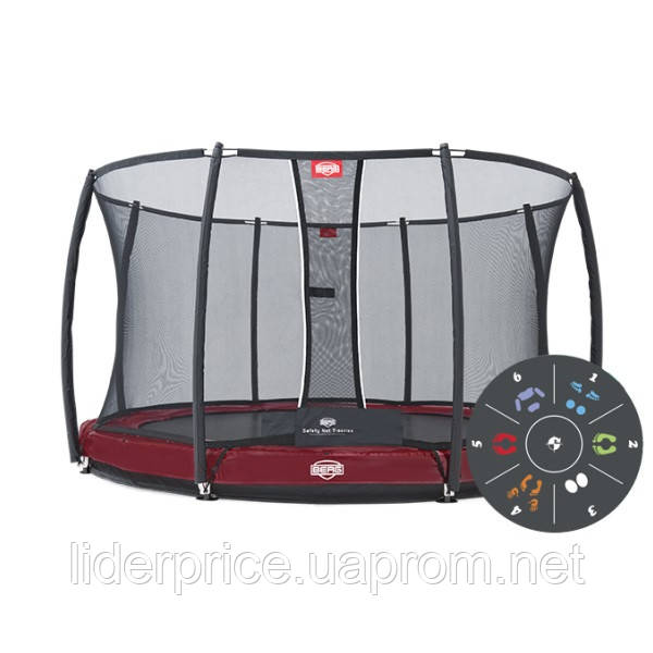 

Батут Berg Elite+InGround Red 430 см Tatoo + Safety Net T-series 430 см