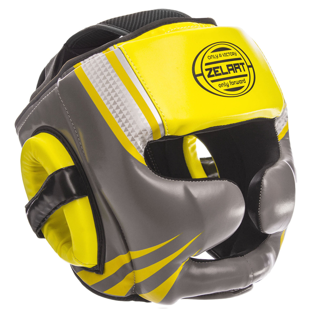 

Шлем боксерский с полной защитой PU ZELART (р-р M-XL, цвета в ассортименте) (Лимонный-серый)