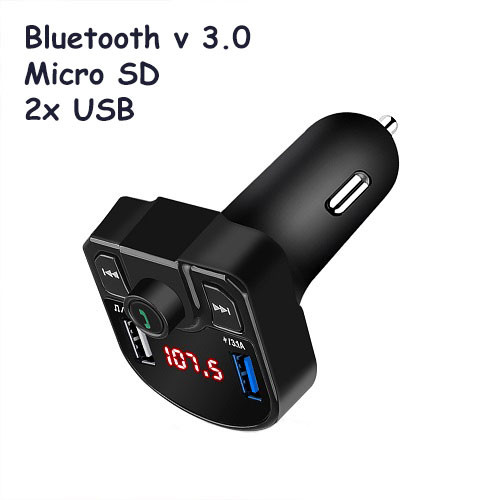 

Автомобильный FM-модулятор M9 Bluetooth, Handsfree, 2x USB, MicroSD, 3.1А