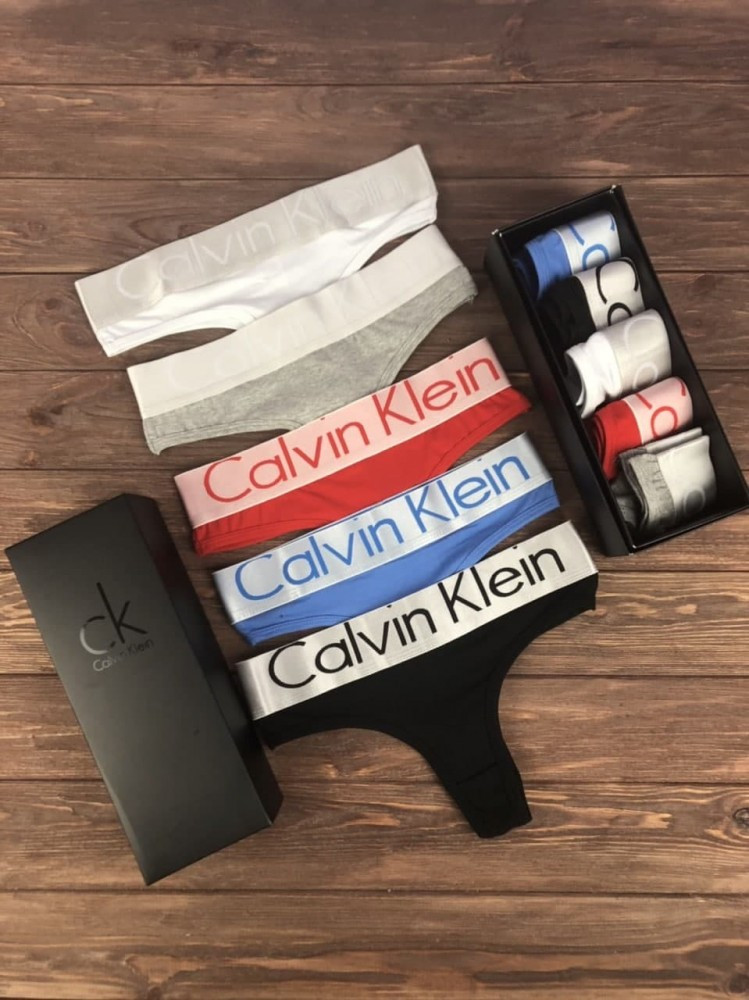 

Набор женских трусов Calvin Klein Steel Чёрный, Серый, Белый, Голубой, Красный, Черный;белый;красный;голубой;серый