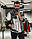 Чоловіча молодіжна вітровка бомбер з принтом чорна з білим | Куртка чоловіча плащівка весна, фото 2