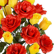 Букет штучний "Троянди бутон та чайна" 24 квітки, 11 см, 65 см (3 вида), фото 2