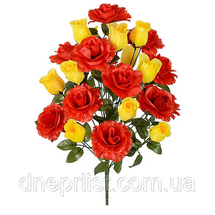 Букет штучний "Троянди бутон та чайна" 24 квітки, 11 см, 65 см (3 вида), фото 2