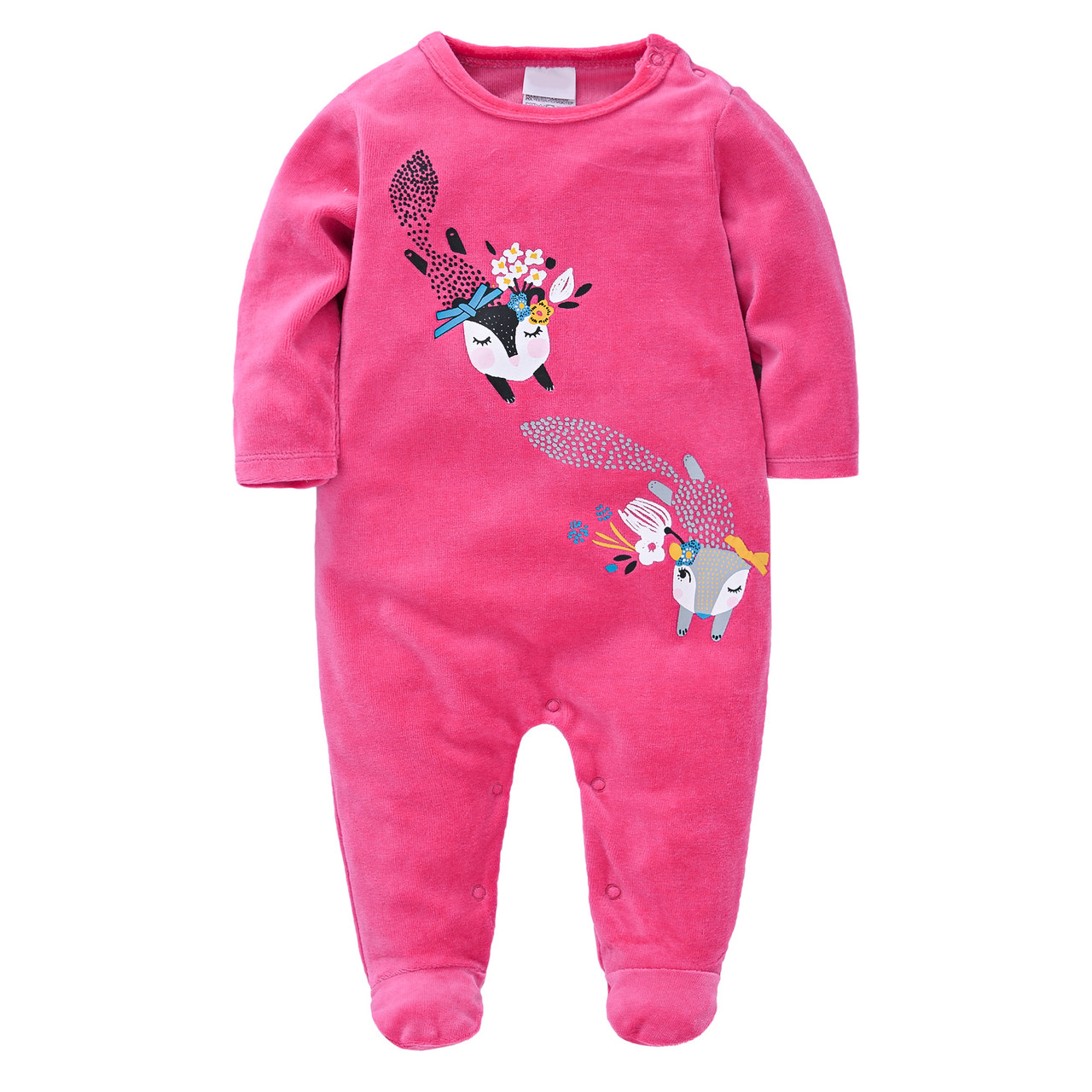 

Человечек для девочки велюровый Лисички Berni Kids (3-6 мес)