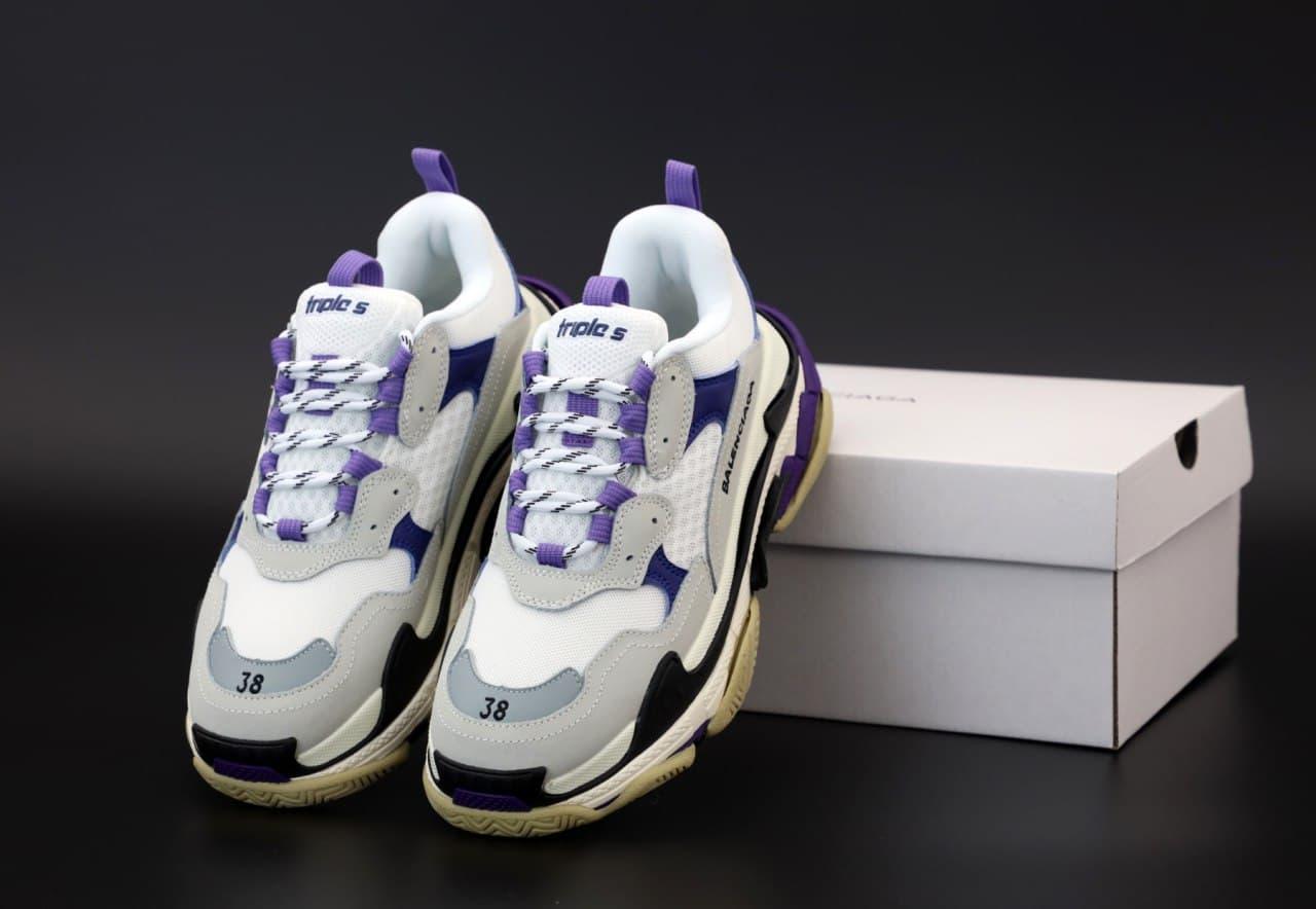 

Женские кроссовки Balenciaga Triple S (белый с фиолетовым) К12144 кроссы с многослойной подошвой