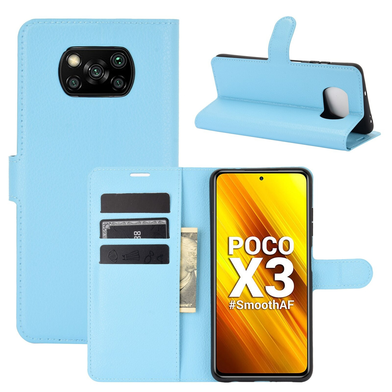 

Чехол Fiji Luxury для Poco X3 Pro книжка голубой