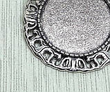 Основа брошки Сеттінг кругла 38 мм античне Срібло під кабошон 25 мм, фото 2