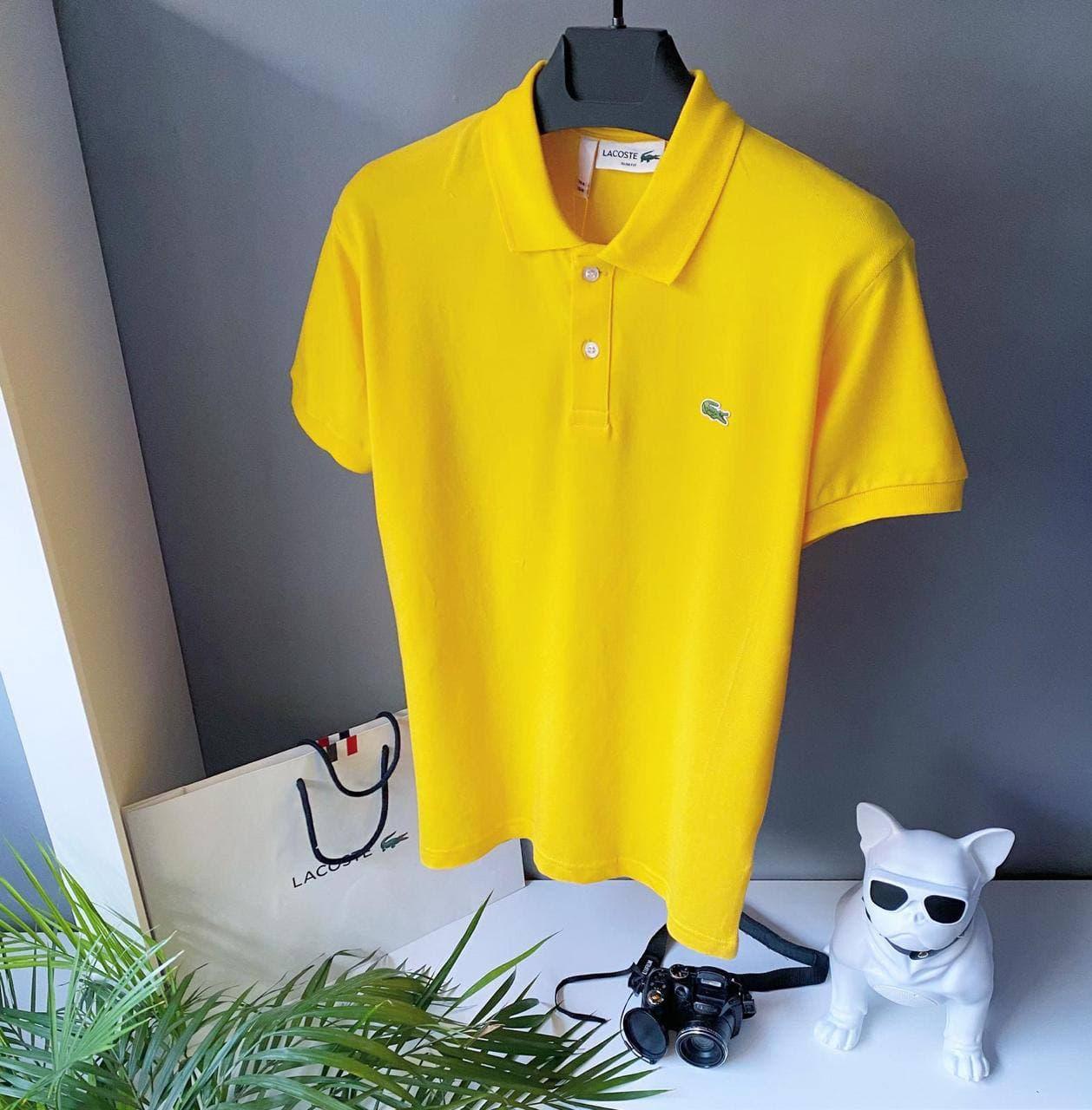 

Мужское поло Lacoste (лакоста) желтое одноцветное Polo