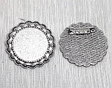 Основа брошки Сеттінг кругла 34 мм античне Срібло під кабошон 25 мм, фото 3