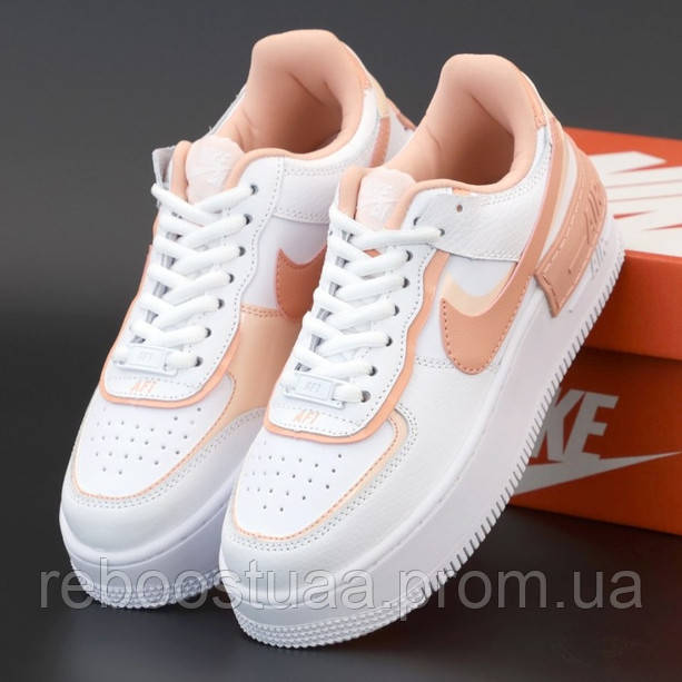 

Жіночі кросівки Nike Air Force 1 Shadow, шкіра, білий, персиковий, В'єтнам 37, Разные цвета