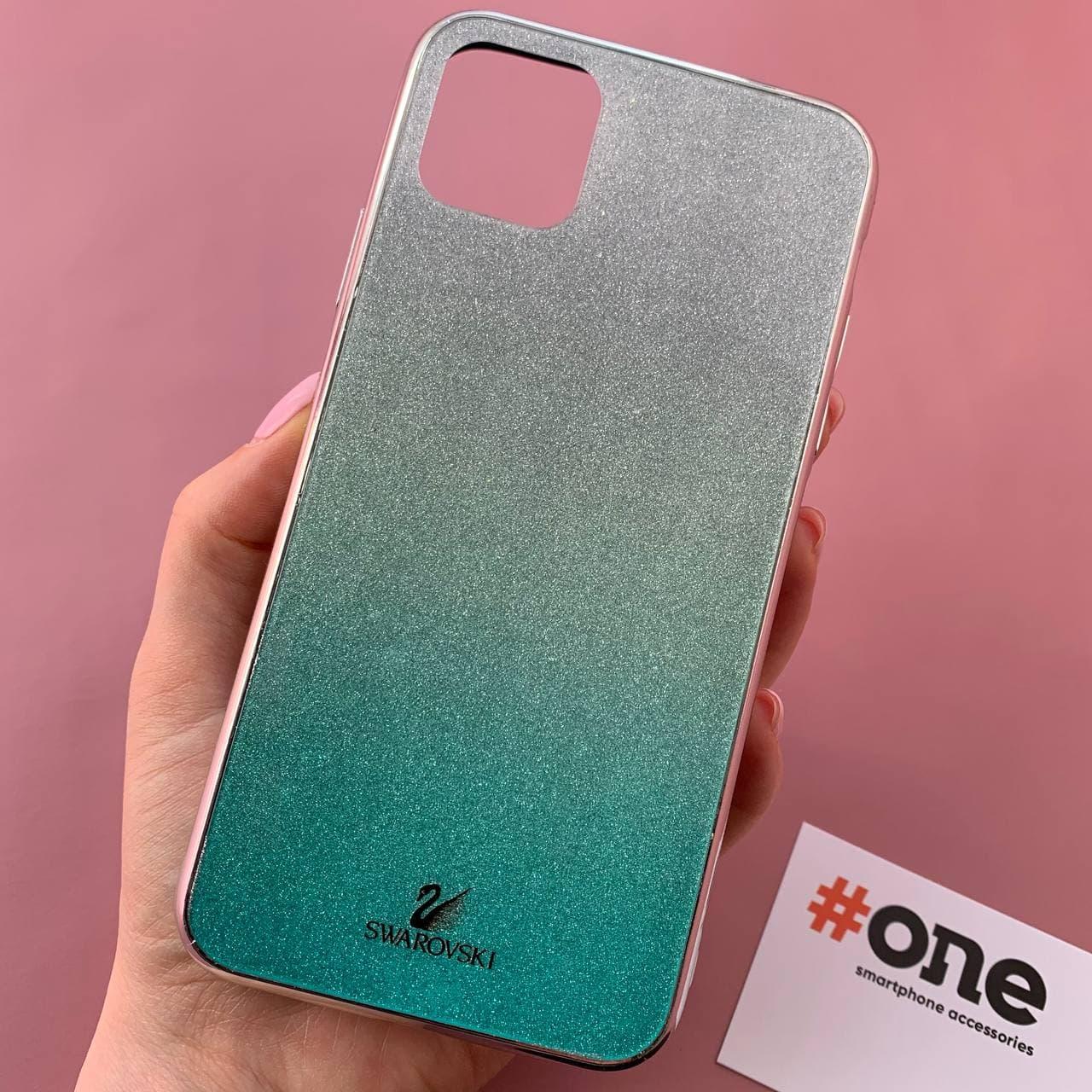 

Чехол для iPhone 11 Pro Max SWAROVSKI накладка стеклянный блестящий чехол на айфон 11 про макс бирюзовый