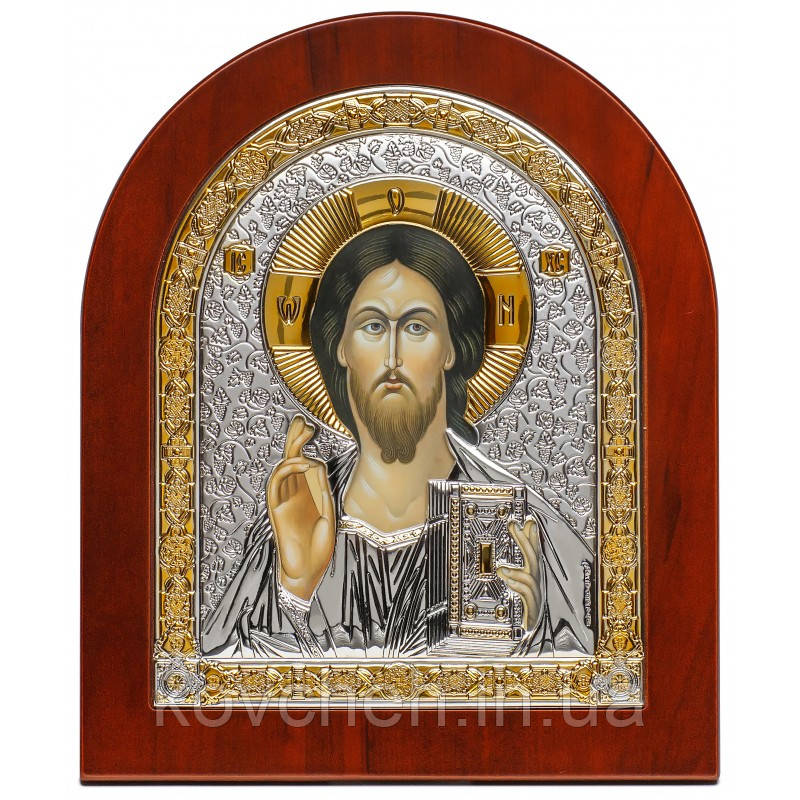 Икона Спаситель Греческая Серебряная 17,3x20,8