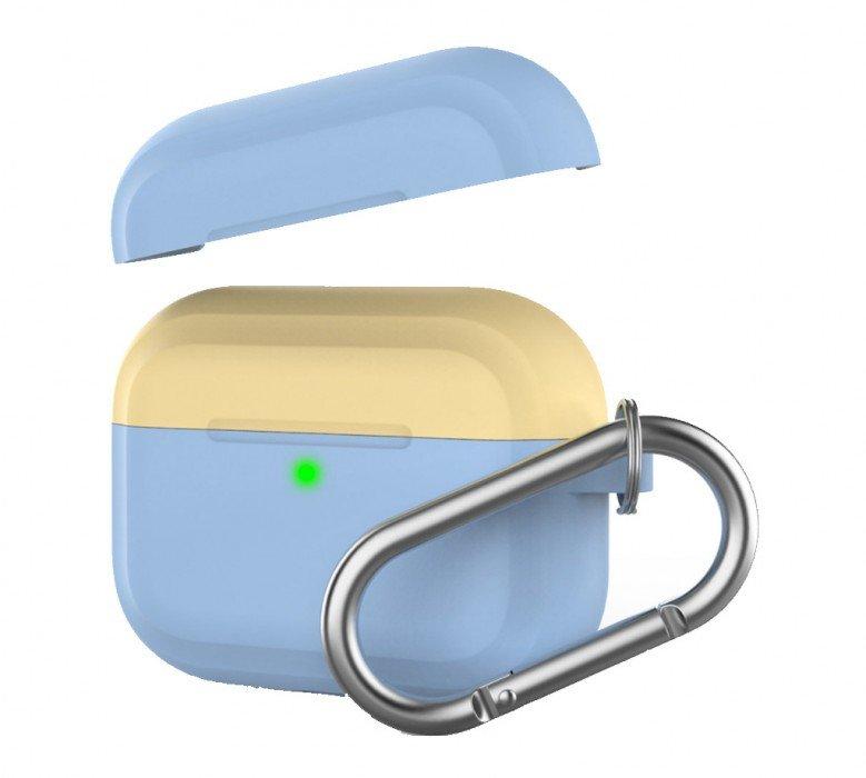 

Чехол для Apple AirPods Pro AHASTYLE Two Color Silicone Case with Carabiner Sky Blue/Yellow (AHA-0P400-RRY)