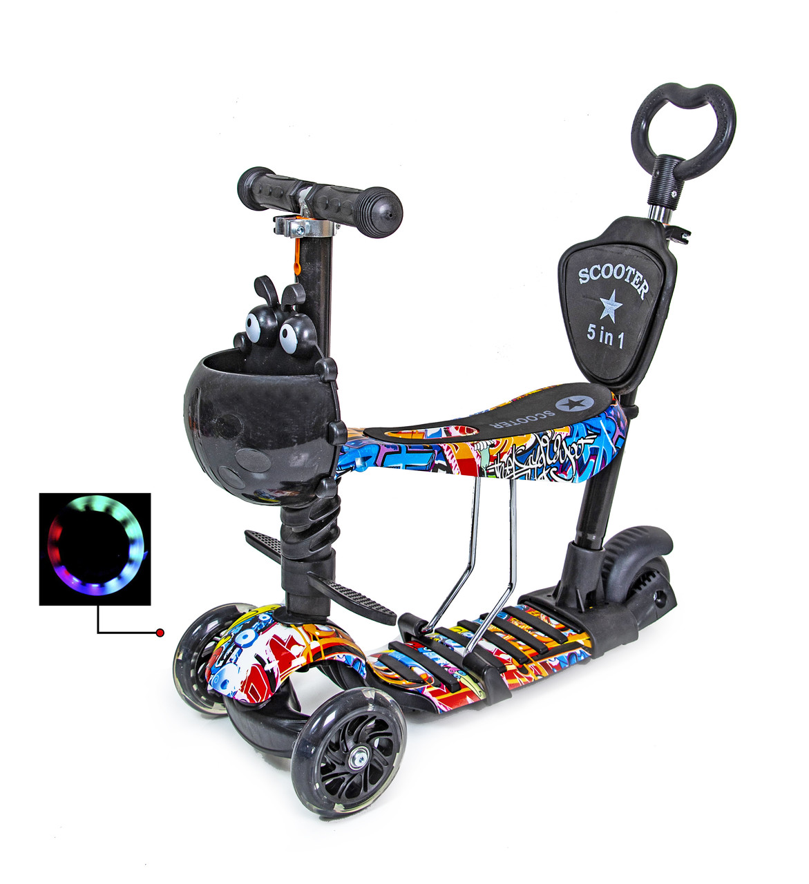 

Самокат детский, детский самокат с сидением Scooter Graffiti 5in1 с рисунком