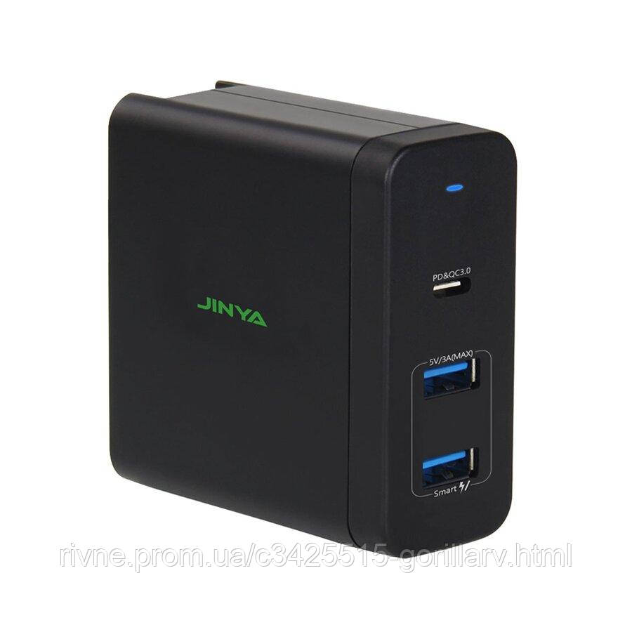 

Зарядное устройство JINYA 60W USB-C Wall Charger Travel Plugs (Type-C PD Port / 2xUSB-A 15W) - Black (JA5012)