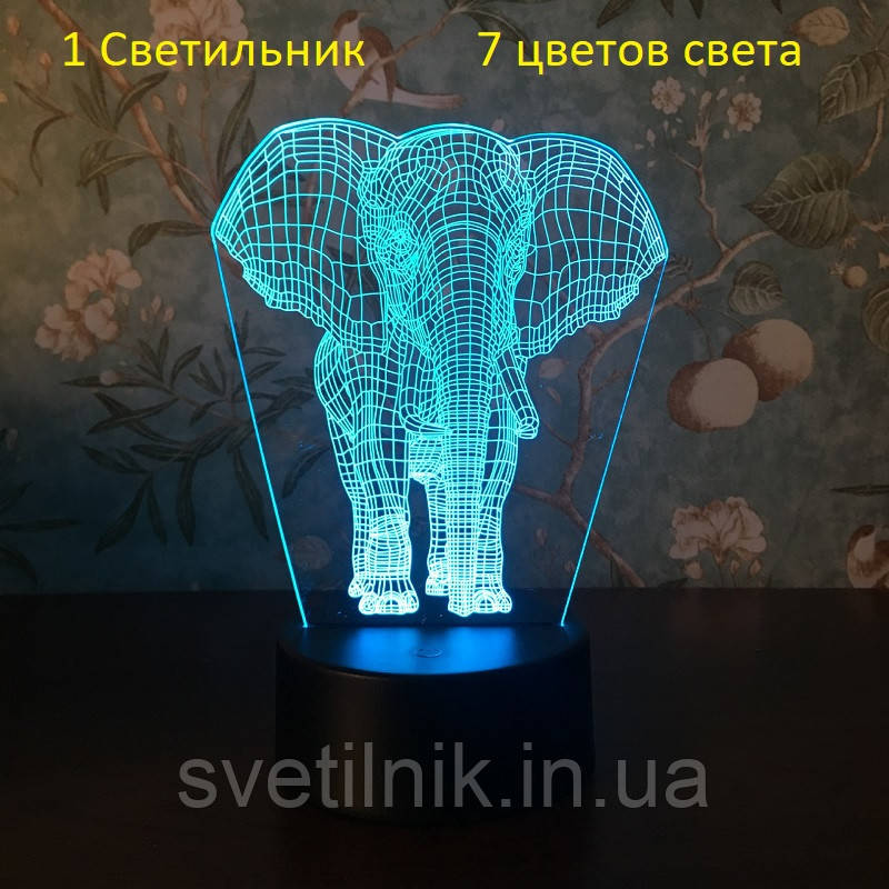 3D світильник, "Слоник", подарунки на день народження дівчинці, подарунки на день народження дівчинці
