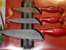 Набір металевих ножів Swiss Zurich SZ-13102 + магнітна рейка-тримач Кухонні ножі блістер універсальні 3 шт. MR