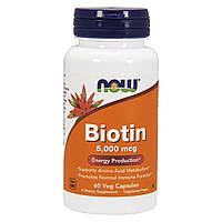 Биотин (В7) 5000 мкг, Now Foods, 60 гелевых капсул
