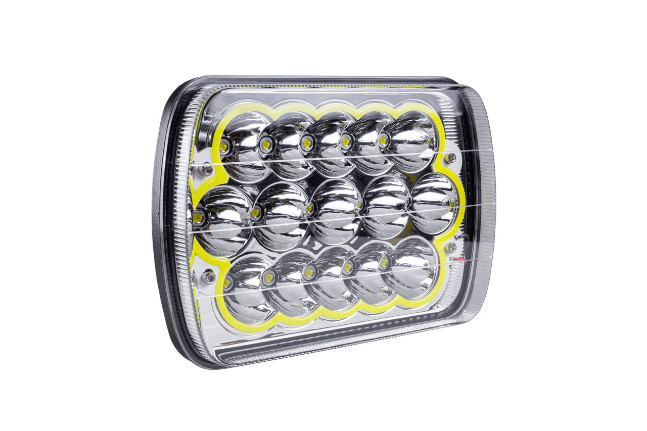 

Фара LED прямоугольная 45W(элемент оптический)(15 диодов)(ближн. + дальний)(+ LED кольцо белое)(198х140х69)