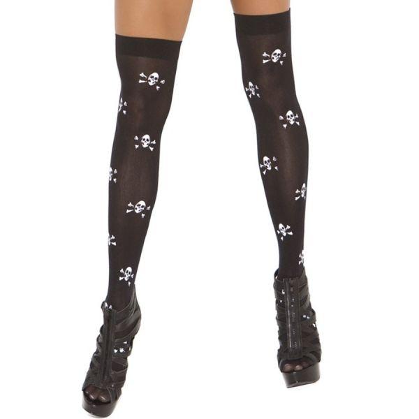 

Halloween Favourite Skull Thigh High Stockings, Черный