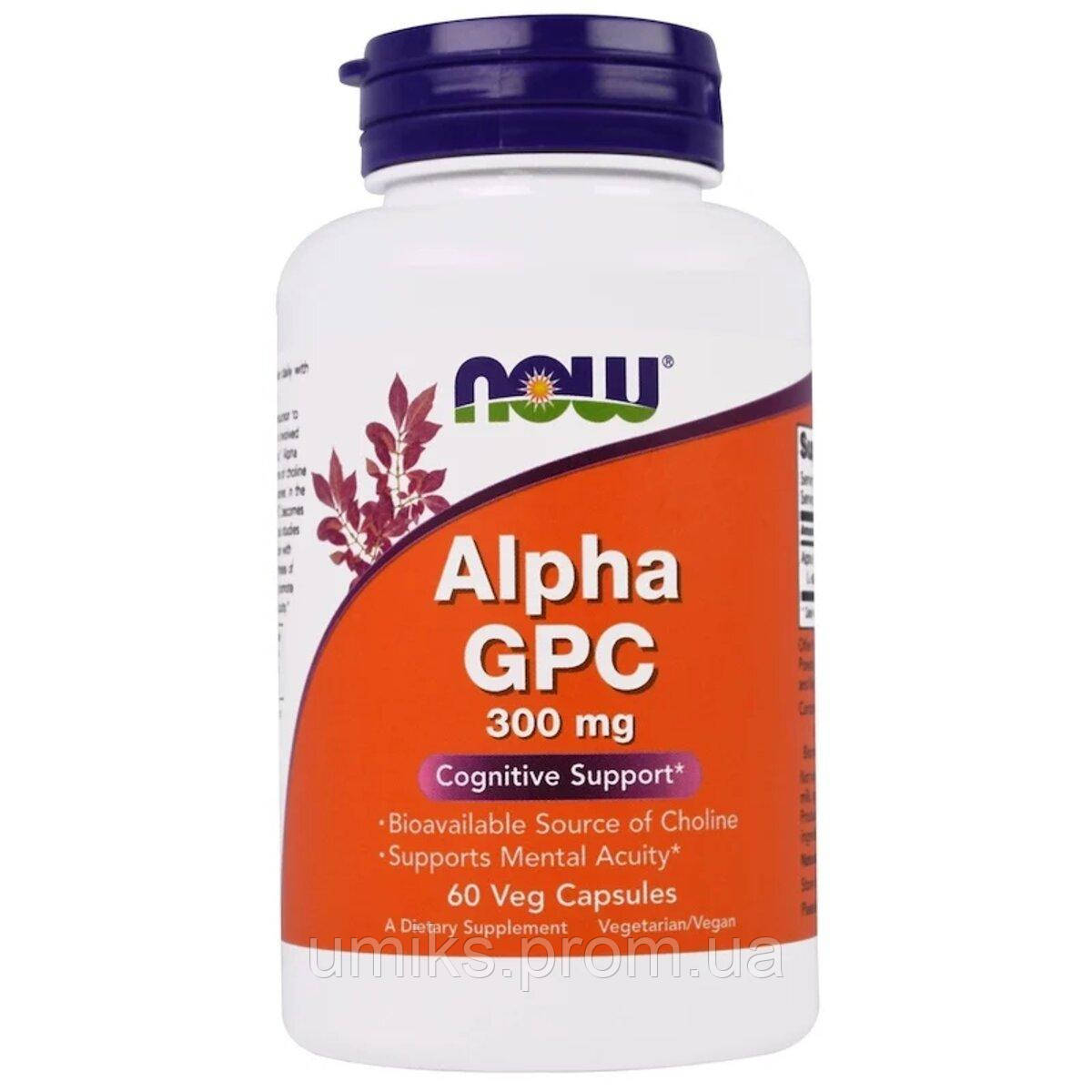 

Альфа GPC, 300 мг, Alpha GPC, Now Foods, 60 вегетарианских капсул (NF3085)