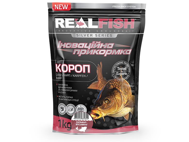 

Real Fish Прикормка 1 кг КАРП КАЛЬМАР-ОСМИНОГ