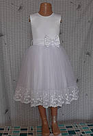 Святкова дитяча біла сукня з широким мереживом «Білосніжка», фото 1