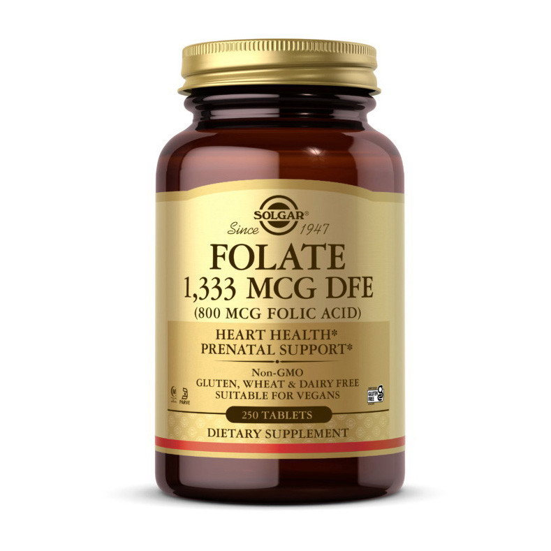 

Фолиевая кислота Solgar Folate 1333 mcg DFE Folic Acid 800 mcg 250 tab