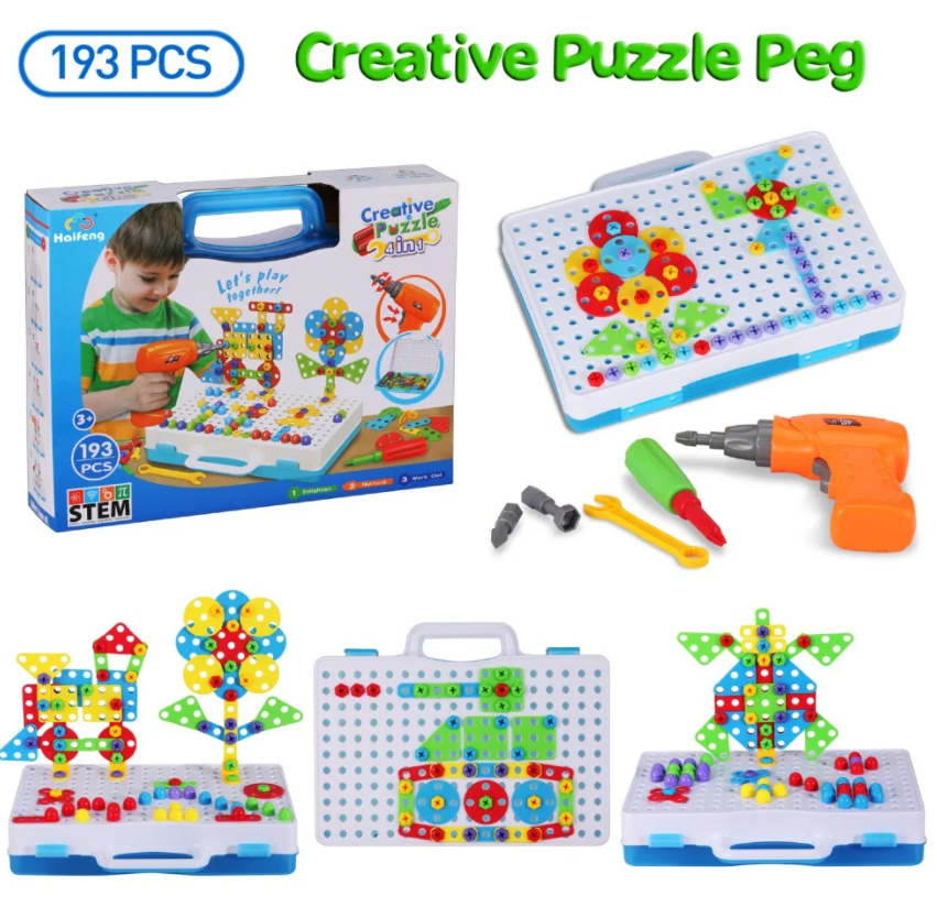 

Мозаика конструктор с шуруповертом Creative Puzzle 193 детали TLH-28