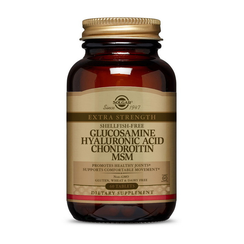 

Глюкозамин хондроитин МСМ и гиалуроновая кислота Solgar Glucosamine Hyaluronic Acid Chondroitin MSM 60 tabs